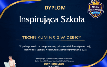Otrzymaliśmy certyfikat INSPIRUJĄCEJ SZKOŁY !!!